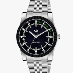 Crestello CR-G021-BLK-CH Casual Silver & Black Watch for Men