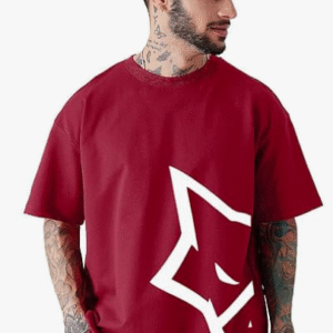 Leotude Casual Round Neck Red T-Shirt for Men