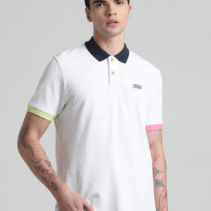 Jack & Jones Casual Polo Collar White T-Shirt for Men