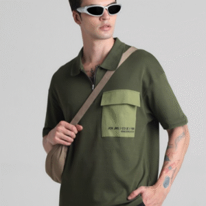 Jack & Jones Casual Polo Collar Green T-Shirt for Men