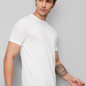 Max Casual Round Neck White T-Shirt for Men