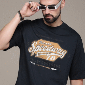 Roadster Casual Round Neck Black T-Shirt for Men