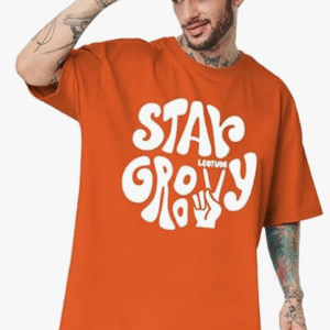 Leotude Casual Round Neck Orange T-Shirt for Men