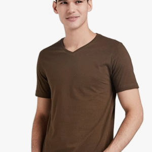 Symbol Casual V Neck Brown T-Shirt for Men