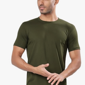 London Hills Casual Round Neck Green T-Shirt for Men