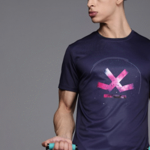 Wrogn Sports Round Neck Blue T-Shirt for Men