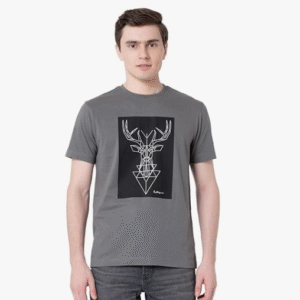 Red Tape Casual Round Neck Grey T-Shirt for Men