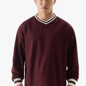 The Souled Store Casual V Neck Maroon T-Shirt for Men