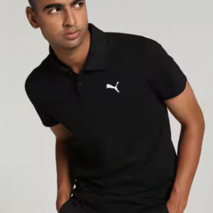 Puma Casual Polo Collar Black T-Shirt for Men