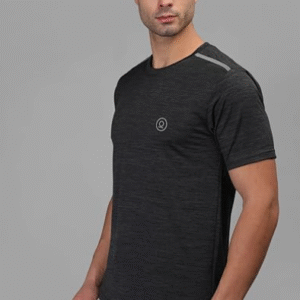 Chkokko Sports Round-Neck Black+Grey T-Shirt for Men