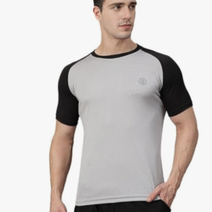 Chkokko Sports Round-Neck Black+Grey T-Shirt for Men