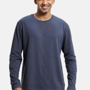 Jockey Casual Round Neck Full Sleeve Blue T-Shirt for Men