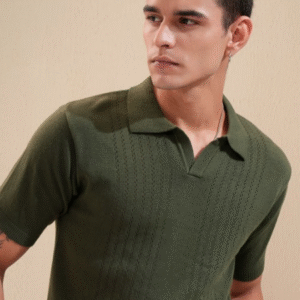 HIGHLANDER Polo Collar Cotton Relaxed Fit T-shirt For Men