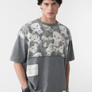 The Souled Store Punisher Graphic Printed Round Neck Oversized T-shirt For Men
