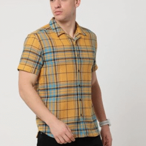 Gloryboyz Casual Checked Yellow Shirt for Men