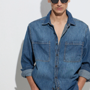 WES by Westside Casuals Relaxed-Fit Denim Shirt For Men