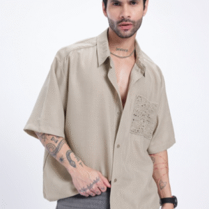 Glitchez Crochet Patchwork Oversized Shirt For Men