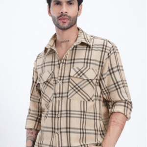 Glitchez Checked Hem Relaxed Fit Shirt For Men