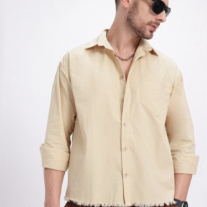 Glitchez Frayed Hem Shirt For Men