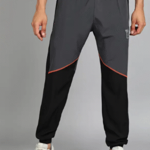 Yunek Casual Colourblocked Black Track Pant for Men