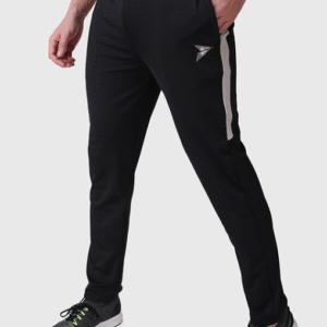 FITINC Casual Side Stripes Black Track Pant for Men