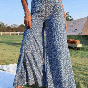 Kotty Casual Floral White & Blue Trouser for Women