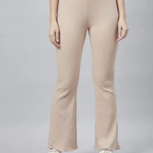 Blinkin Casual Textured Beige Trouser for Women