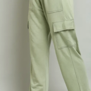 Clothink Casual Solid Green Cargo Pant for Women
