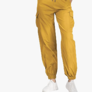Floreos Casual Solid Yellow Cargo Joggers for Women