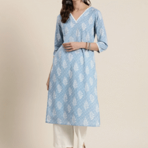 Kairab Floral Print Viscose Rayon Straight Kurta For Women