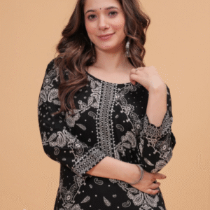 Dressar Floral Print Viscose Rayon Straight Kurta For men