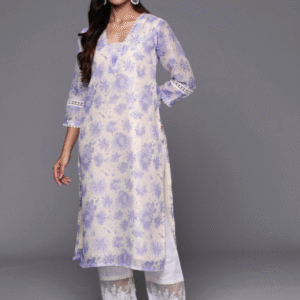 Varanga Floral Printed Lace Detailed Kurta For Women