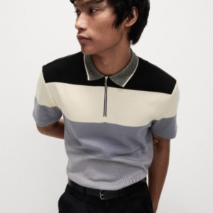 Marks & Spencer Striped Polo Collar Cotton T-shirt For Men