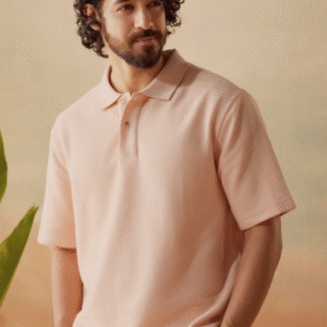 Andamen Casual Cotton Blend Jaquard Relaxed Fit Polo T-shirt For Men