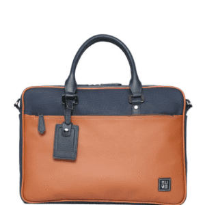 Eume Formal Colourblocked Navy Blue+Tan 11L Water Resistant Backpack With 1 Year Warranty for Men