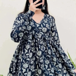 New RJP CRAFT Casual V-Neck Floral Black Kurti for Women