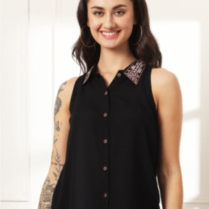 Anouk Rustic Embroidered Shirt Style Top For Women