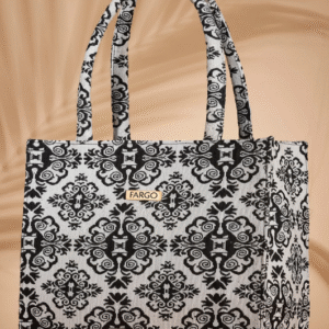 Fargo Casual + Work Faux Leather Self Patterned Black & White Hand Bag for Women