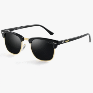 Grey Jack Clubmaste/Browline Polarised + UV Protected Unisex Black Sunglasses