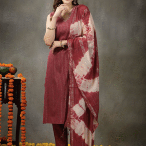 Stylum Striped V-Neck Sleeveless Mirror Work Kurta Sets For Women