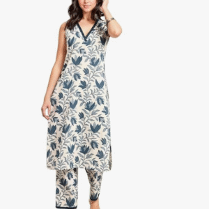 Rytras Cotton Printed Straight Kurta With Pant Set For Women