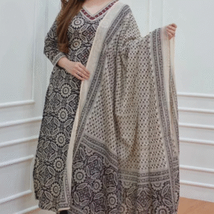 Prihit Pure Cotton Kurti Pant Dupatta Set For Women