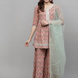 Stylum Ethnic Motifs Printed Gotta Patti Kurti with Sharara & With Dupatta For Women