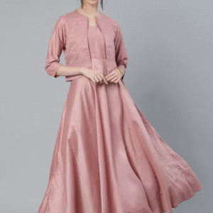 AKS Embroidered Fit & Flare Dress with Jacket For Women