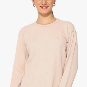 Alan Jones Clothing Relaxed Fit Waffle Crew Neck T-Shirt For Women