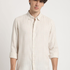 The Bear House Vertical Striped Slim Fit Casual Shirt For Men
