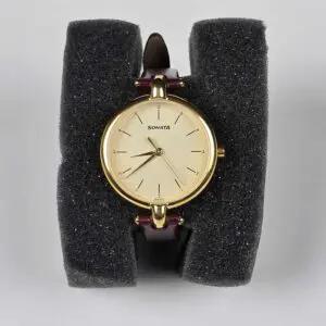 Sonata Quartz Analog With Champagne Dial Watch For Women