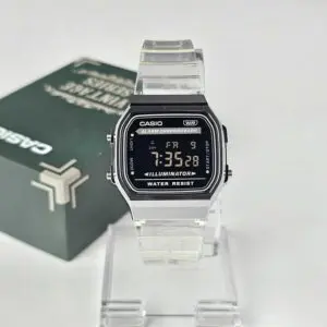 Casio Vintage A168XES-1BDF Black Digital Dial Transparent Resin Strap Watch For Men