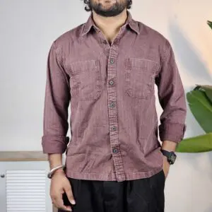 LOCOMOTIVE Premium Washed Textured Utility Pocket Oversized Overshirt For Men