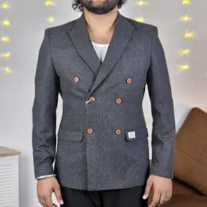 Mr Bowerbird Casual Notched Collar Solid Dark Grey Blazers for Men